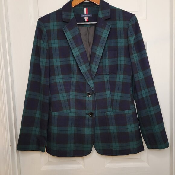 Tommy Hilfiger Plaid Blazer Sz 10 Boss Lady Vibe - Picture 13 of 14